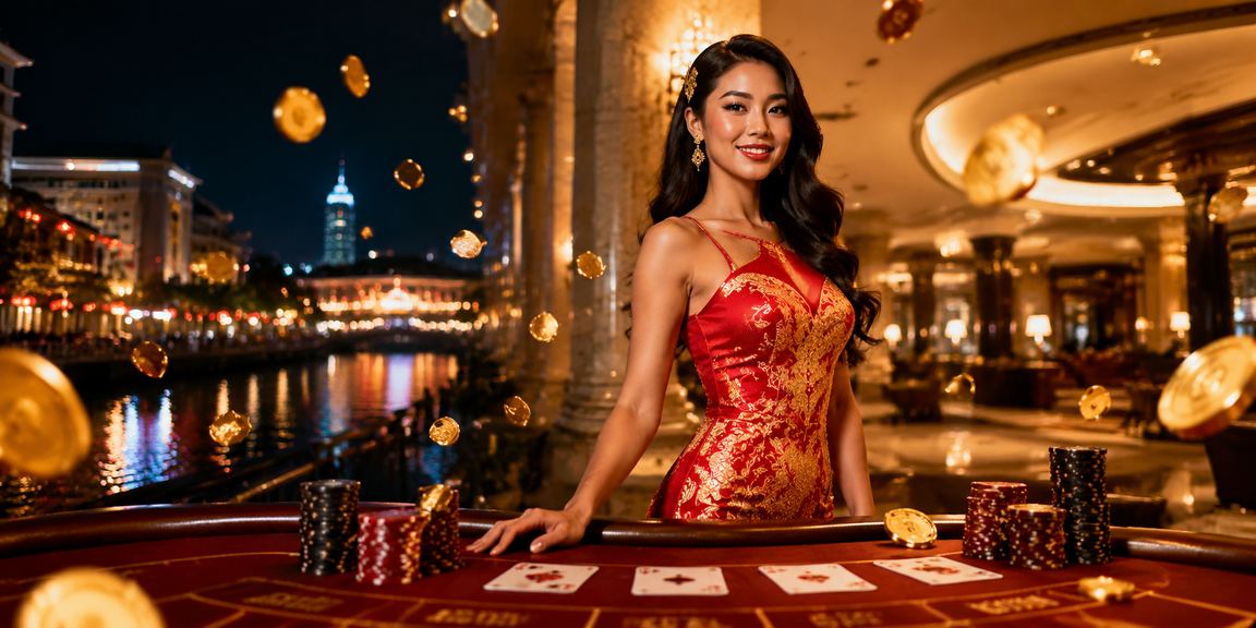 Meja permainan baccarat dan kad di Malacca dengan suasana kasino berkelas